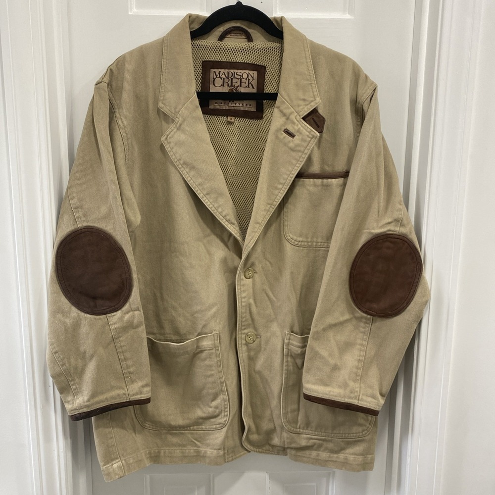 Madison Creek Outfitters Mens Tan With Brown Trim and‎ Elbows Size Medium